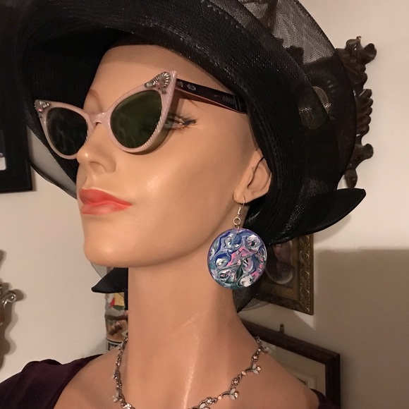 Gorgeous Colorful Acrylic Paint Poured On Both Sides Earrings! - Picture 3 of 6